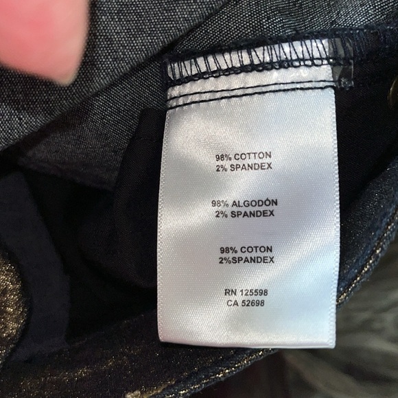 Ellen Tracy   jeans  Betty slim Ankle Pants  gold on black denim  mid rise Sz 10 - Picture 11 of 11